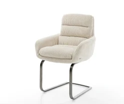 FreischwingerAbelia-Flex mit Armlehnen Cord Beige Freischwinger flach Graphit Sofort versandfertig
