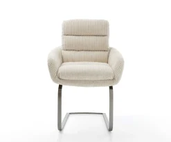 FreischwingerAbelia-Flex mit Armlehnen Cord Beige Freischwinger flach Graphit Sofort versandfertig