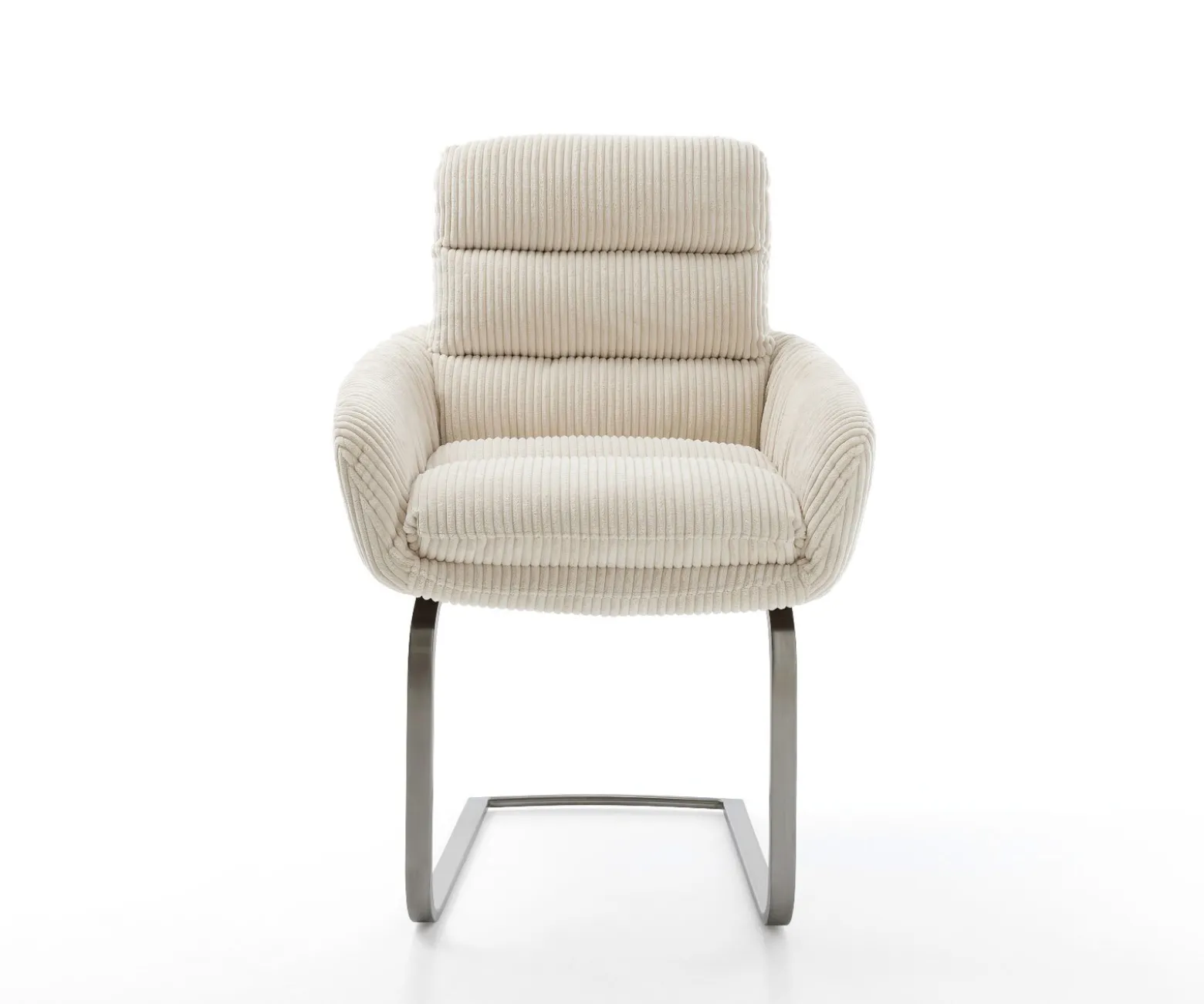 FreischwingerAbelia-Flex mit Armlehnen Cord Beige Freischwinger flach Graphit Sofort versandfertig