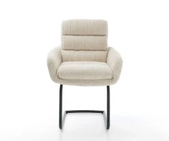 FreischwingerAbelia-Flex mit Armlehnen Cord Beige Freischwinger rund Schwarz Versandfertig ca. 25.09.26