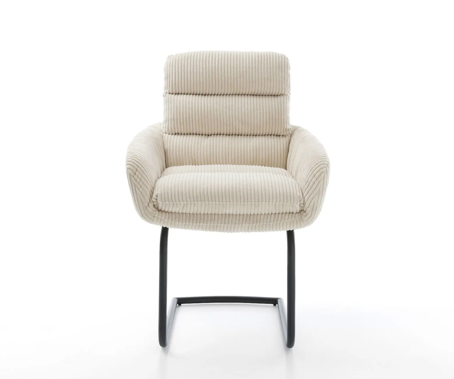 FreischwingerAbelia-Flex mit Armlehnen Cord Beige Freischwinger rund Schwarz Versandfertig ca. 25.09.26