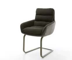 FreischwingerAbelia-Flex mit Armlehnen Materialmix Schwarz Freischwinger flach Effektfinish Titan Sofort versandfertig