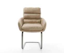 FreischwingerAbelia-Flex mit Armlehnen Mikrofaser Beige Vintage Freischwinger flach Graphit Sofort versandfertig