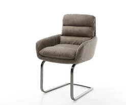 FreischwingerAbelia-Flex mit Armlehnen Mikrofaser Taupe Vintage Freischwinger flach Graphit Sofort versandfertig