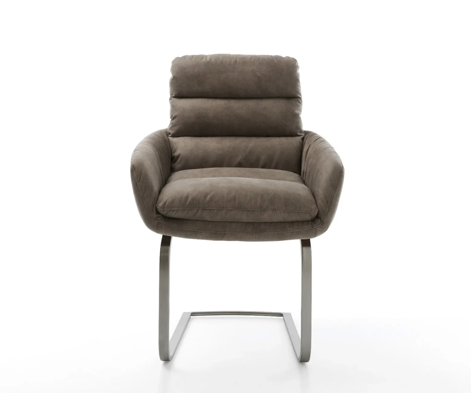 FreischwingerAbelia-Flex mit Armlehnen Mikrofaser Taupe Vintage Freischwinger flach Graphit Sofort versandfertig