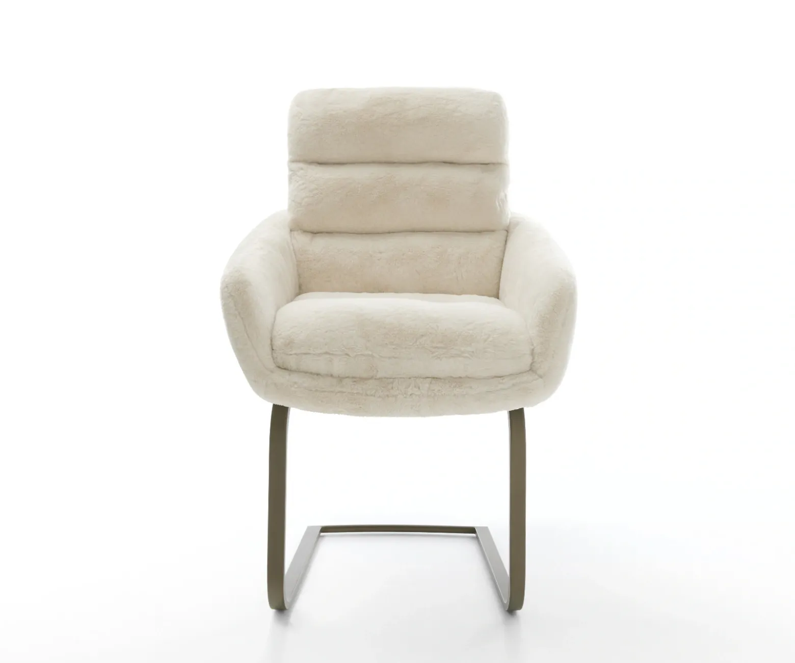 FreischwingerAbelia-Flex mit Armlehnen Plüsch Creme-Weiß Freischwinger flach Effektfinish Titan Sofort versandfertig