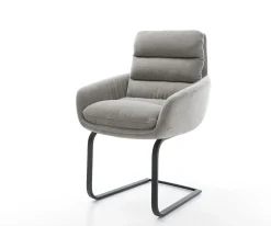 FreischwingerAbelia-Flex mit Armlehnen Strukturstoff Soft Grau Freischwinger flach Schwarz Sofort versandfertig