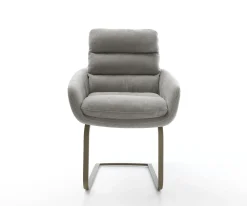 FreischwingerAbelia-Flex mit Armlehnen Strukturstoff Soft Grau Freischwinger flach Effektfinish Titan Sofort versandfertig