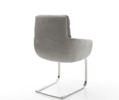 FreischwingerAbelia-Flex mit Armlehnen Strukturstoff Soft Grau Freischwinger flach Edelstahl Sofort versandfertig