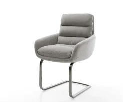 FreischwingerAbelia-Flex mit Armlehnen Strukturstoff Soft Grau Freischwinger flach Graphit Sofort versandfertig