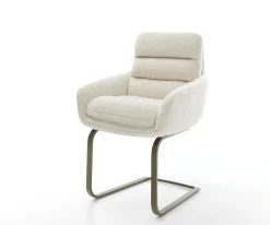 FreischwingerAbelia-Flex mit Armlehnen Teddystoff Beige Freischwinger flach Effektfinish Titan Sofort versandfertig
