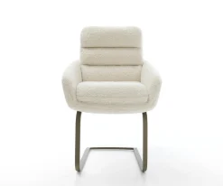 FreischwingerAbelia-Flex mit Armlehnen Teddystoff Beige Freischwinger flach Effektfinish Titan Sofort versandfertig