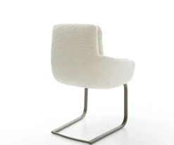 FreischwingerAbelia-Flex mit Armlehnen Teddystoff Beige Freischwinger flach Effektfinish Titan Sofort versandfertig