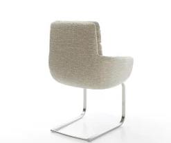 FreischwingerAbelia-Flex mit Armlehnen Webstoff Soft Beige Freischwinger flach Edelstahl Sofort versandfertig