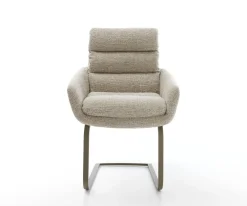 FreischwingerAbelia-Flex mit Armlehnen Webstoff Soft Beige Freischwinger flach Effektfinish Titan Sofort versandfertig