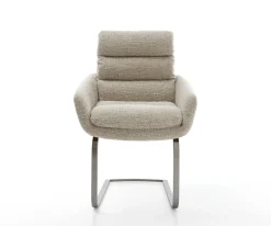 FreischwingerAbelia-Flex mit Armlehnen Webstoff Soft Beige Freischwinger flach Graphit Sofort versandfertig