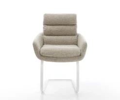 FreischwingerAbelia-Flex mit Armlehnen Webstoff Soft Beige Freischwinger flach Weiß Sofort versandfertig