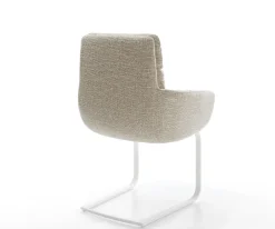 FreischwingerAbelia-Flex mit Armlehnen Webstoff Soft Beige Freischwinger flach Weiß Sofort versandfertig
