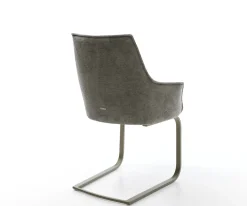 FreischwingerAlja-Flex mit Armlehnen Bouclé Soft Schlamm Freischwinger flach Effektfinish Titan Taschenfederkern Sofort versandfertig