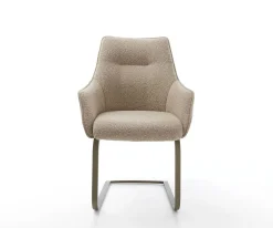 FreischwingerAlja-Flex mit Armlehnen Materialmix Schlamm Freischwinger flach Effektfinish Titan Taschenfederkern Sofort versandfertig