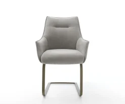 FreischwingerAlja-Flex mit Armlehnen Strukturstoff Soft Grau Freischwinger flach Effektfinish Titan Taschenfederkern Sofort versandfertig