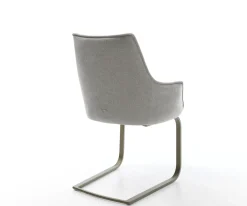 FreischwingerAlja-Flex mit Armlehnen Strukturstoff Soft Grau Freischwinger flach Effektfinish Titan Taschenfederkern Sofort versandfertig
