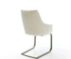 FreischwingerAlja-Flex mit Armlehnen Teddystoff Beige Freischwinger flach Effektfinish Titan Taschenfederkern Sofort versandfertig