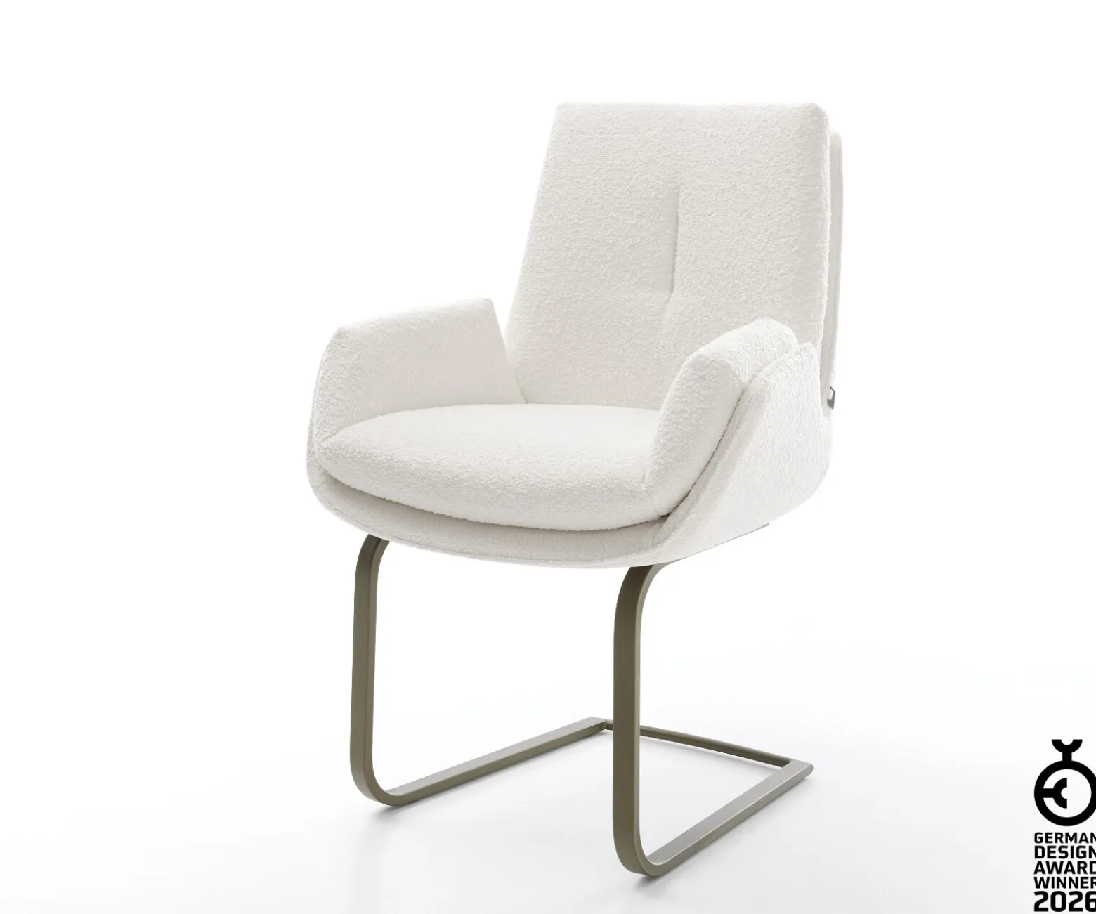 FreischwingerClea-Flex Bouclé Creme-Weiß Freischwinger flach Effektfinish Titan Sofort versandfertig