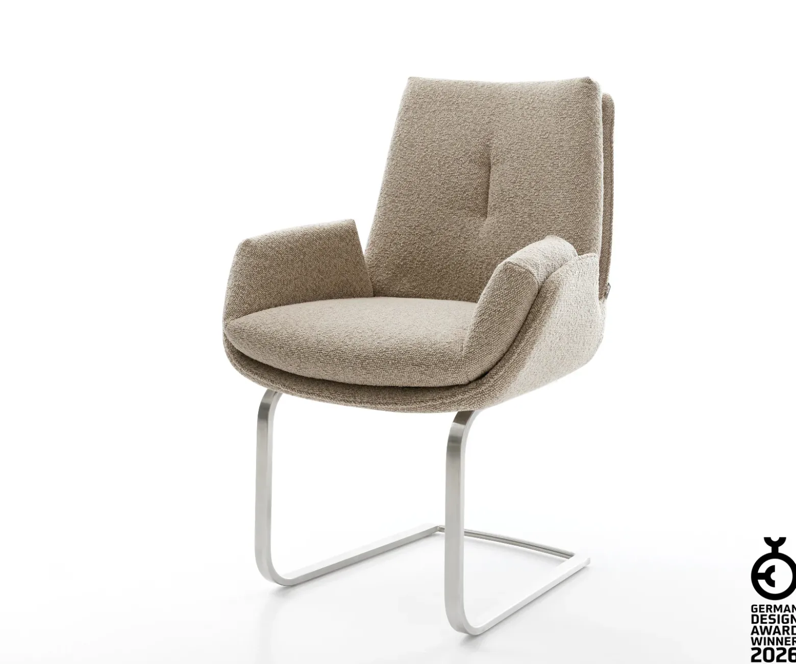 FreischwingerClea-Flex Bouclé Schlamm Freischwinger flach Edelstahl Sofort versandfertig
