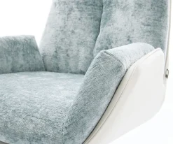 FreischwingerClea-Flex Materialmix Echtleder Weiß-Pastellblau Freischwinger flach Weiß Sofort versandfertig