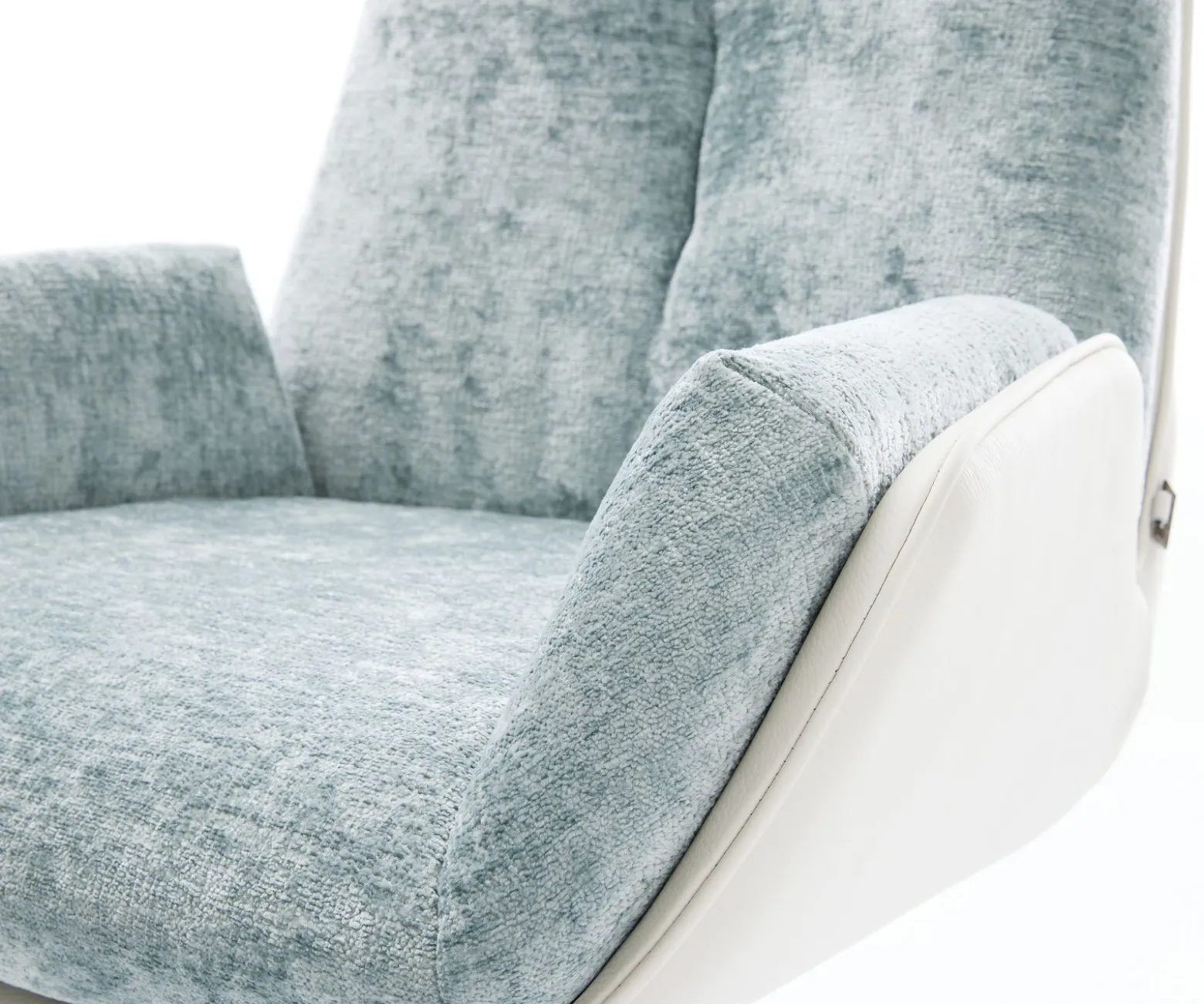 FreischwingerClea-Flex Materialmix Echtleder Weiß-Pastellblau Freischwinger flach Weiß Sofort versandfertig