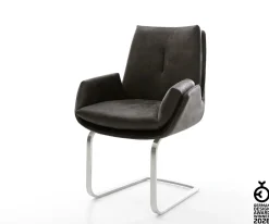 FreischwingerClea-Flex Mikrofaser Anthrazit Vintage Freischwinger flach Edelstahl Sofort versandfertig