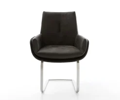 FreischwingerClea-Flex Mikrofaser Anthrazit Vintage Freischwinger flach Edelstahl Sofort versandfertig