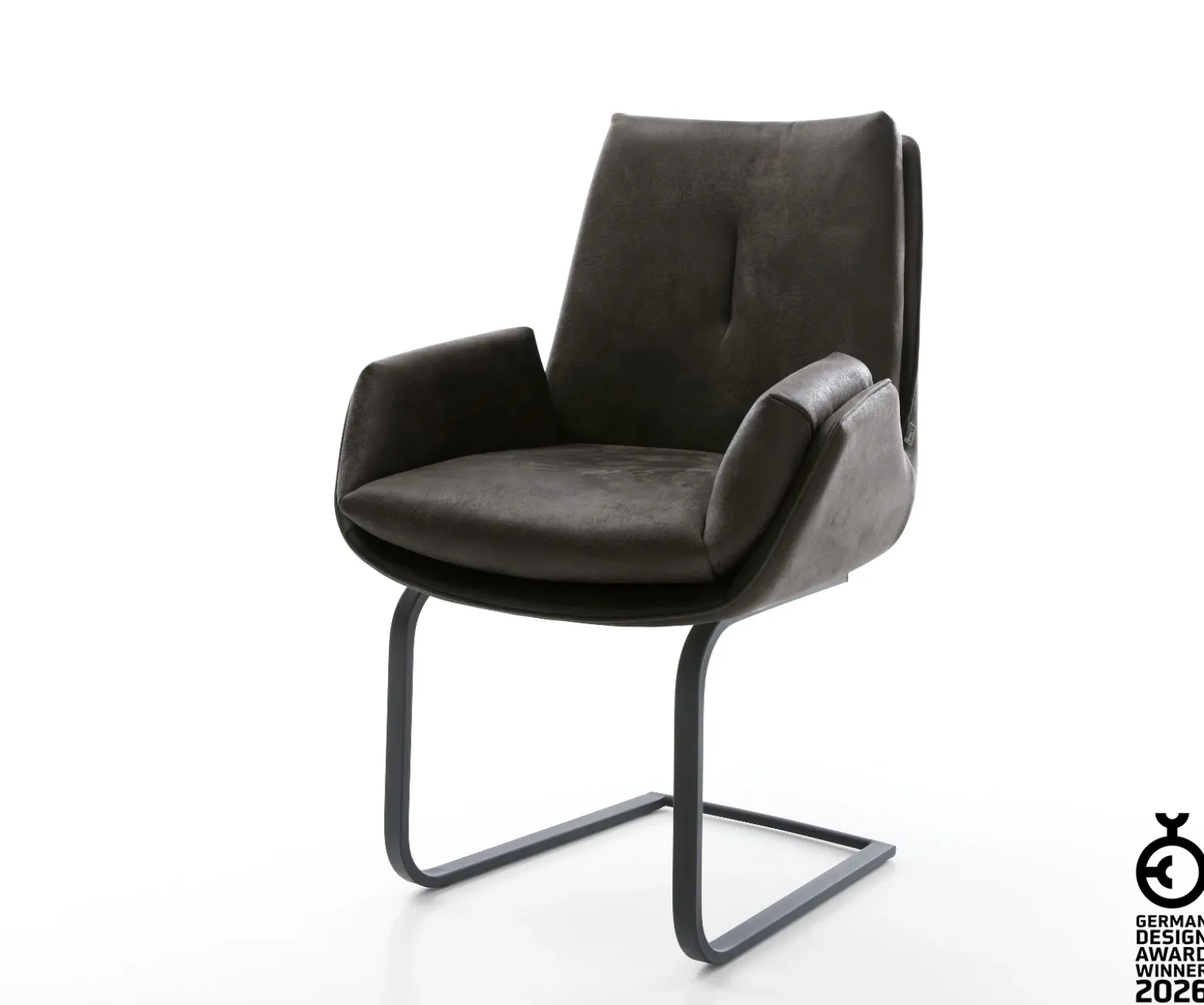 FreischwingerClea-Flex Mikrofaser Anthrazit Vintage Freischwinger flach Schwarz Sofort versandfertig