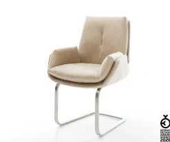 FreischwingerClea-Flex Mikrofaser Beige Vintage Freischwinger flach Edelstahl Sofort versandfertig