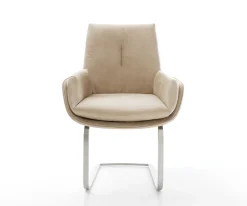 FreischwingerClea-Flex Mikrofaser Beige Vintage Freischwinger flach Edelstahl Sofort versandfertig
