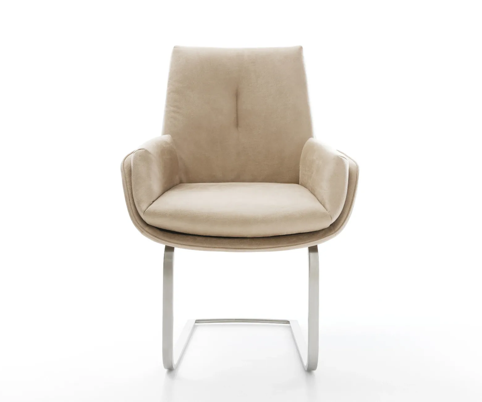 FreischwingerClea-Flex Mikrofaser Beige Vintage Freischwinger flach Edelstahl Sofort versandfertig