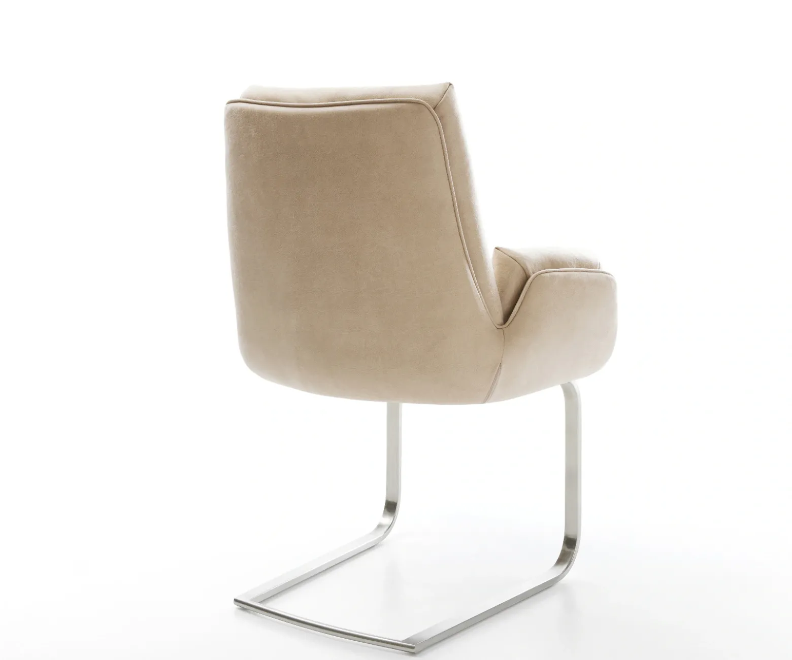 FreischwingerClea-Flex Mikrofaser Beige Vintage Freischwinger flach Edelstahl Sofort versandfertig