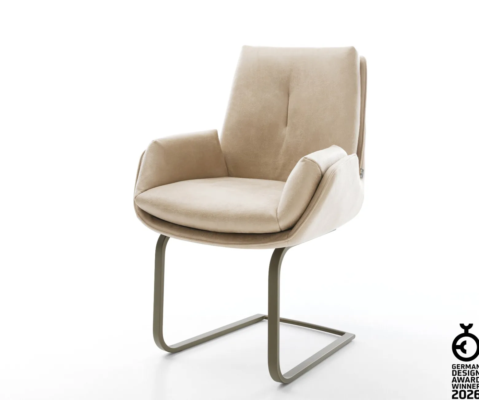FreischwingerClea-Flex Mikrofaser Beige Vintage Freischwinger flach Effektfinish Titan Sofort versandfertig
