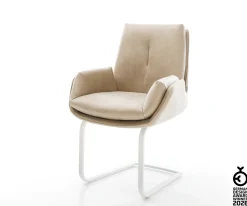 FreischwingerClea-Flex Mikrofaser Beige Vintage Freischwinger flach Weiß Sofort versandfertig