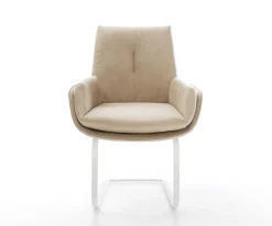 FreischwingerClea-Flex Mikrofaser Beige Vintage Freischwinger flach Weiß Sofort versandfertig