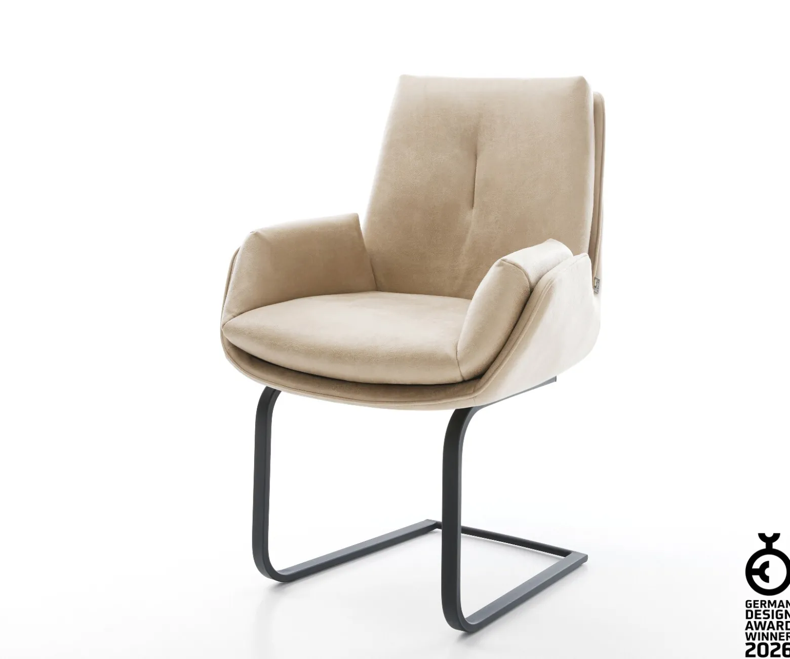 FreischwingerClea-Flex Mikrofaser Beige Vintage Freischwinger flach Schwarz Sofort versandfertig
