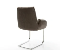 FreischwingerClea-Flex Mikrofaser Taupe Vintage Freischwinger flach Edelstahl Sofort versandfertig