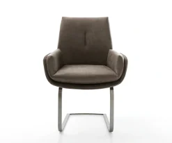 FreischwingerClea-Flex Mikrofaser Taupe Vintage Freischwinger flach Graphit Sofort versandfertig