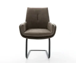 FreischwingerClea-Flex Mikrofaser Taupe Vintage Freischwinger flach Schwarz Sofort versandfertig