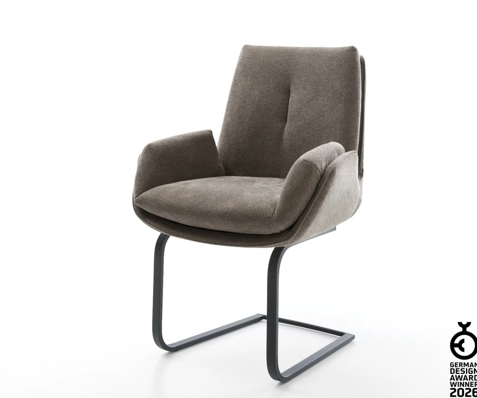 FreischwingerClea-Flex Strukturstoff Soft Taupe Freischwinger flach Schwarz Sofort versandfertig