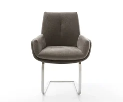 FreischwingerClea-Flex Strukturstoff Soft Taupe Freischwinger flach Edelstahl Sofort versandfertig