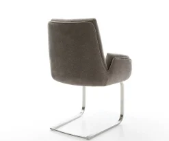 FreischwingerClea-Flex Strukturstoff Soft Taupe Freischwinger flach Edelstahl Sofort versandfertig
