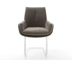 FreischwingerClea-Flex Strukturstoff Soft Taupe Freischwinger flach Weiß Sofort versandfertig