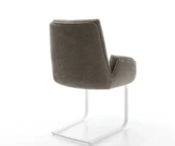FreischwingerClea-Flex Strukturstoff Soft Taupe Freischwinger flach Weiß Sofort versandfertig
